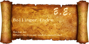 Bollinger Endre névjegykártya